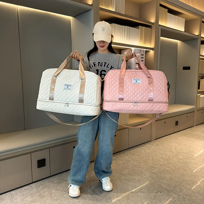 Large Capacity Luxury Duffel Bag-Versatile Shoulder &Crossbody Tote With Dual Side Pockets, Dry Wet SeparationPockets For Travel & Gym