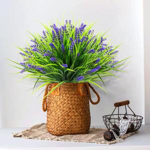 Artificial Outdoor Plant, Fake Monkey Grass with Flowers, UV Resistant Faux Plant Decor for Window Garden Patio Hanging Planter Pathway Front Porch, Ornaments, Garden Decoration, Decoration Items, Artificial Faux Plants