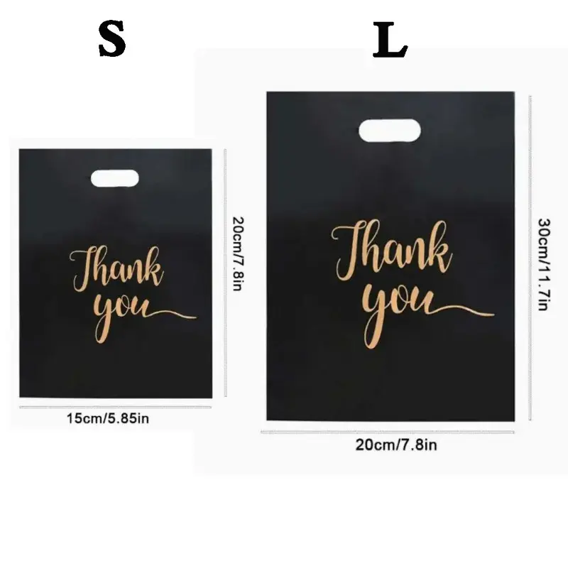 100pcs Durable Black Reusable Plastic Shopping Bags - Perfect for Thank You Gifts, Christmas, Parties, Stores & Boutiques 5