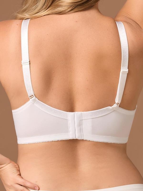 【Plus Size】 Solid Patchwork Lace Wireless Bra, Elegant Comfortable Breathable Bra for Daily Wear, Women's Lingerie for All Seasons 1