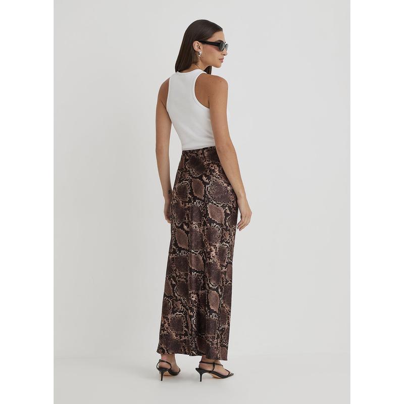 Snakeskin Satin Maxi Skirt- Novah 5