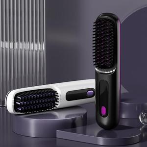 USB Rechargeable Hair Straightener Brush, Portable Wireless Hair Straightening Comb, Hair Styling Tool for Home & Travel