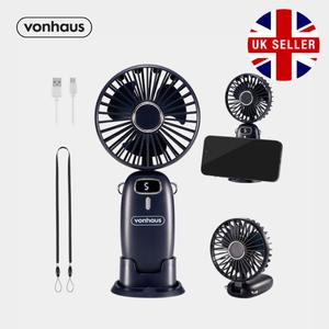 VonHaus Rechargeable Mini Handheld Fan – Navy【UK SELLER】