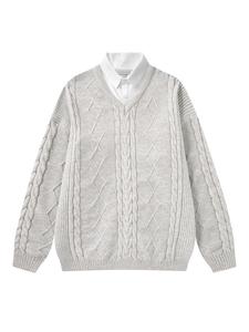 Men's 2 in 1 Collared Sweater Pullover, Regular Fit Casual Comfy Long Sleeve Jumper for Fall & Winter, Men's Knitwear for Daily Wear