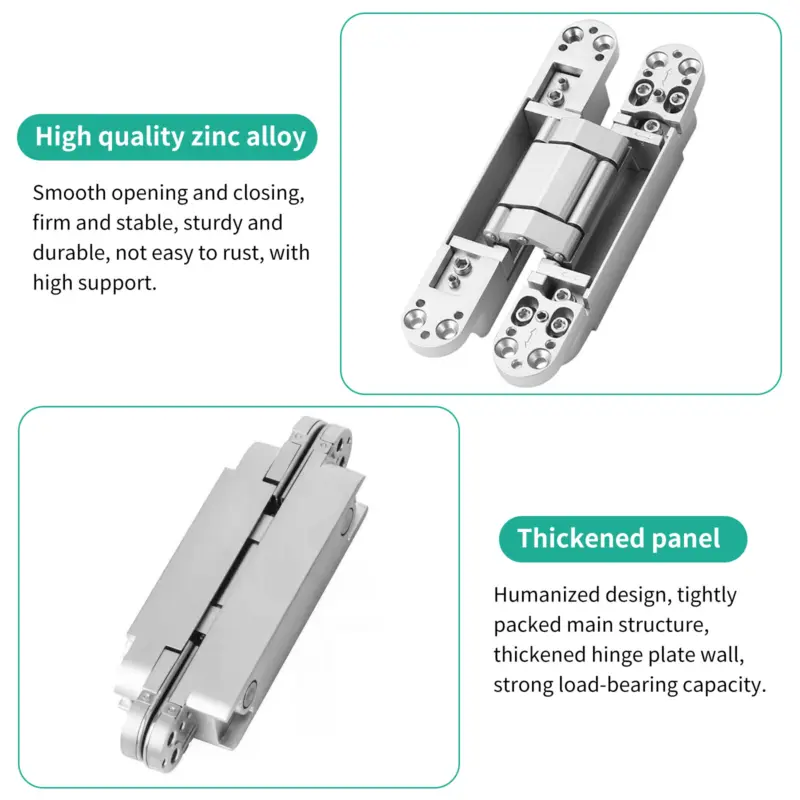 2x Hidden Heavy Duty Concealed Door Hinges Invisible 3 Way Adjustable Butt Hinge 5