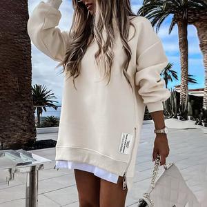 ChicMe Women's Long Sleeve Pullover Sweatshirt Zipper Slit Casual Dress Merry Christmas T-Shirts