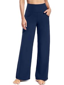 Women's Solid High Waist Pocket Sports Joggers, Casual Comfy High Stretch Straight Leg Jogger Pants for Yoga Gym Workout Running, Ladies Sportswear for All Seasons