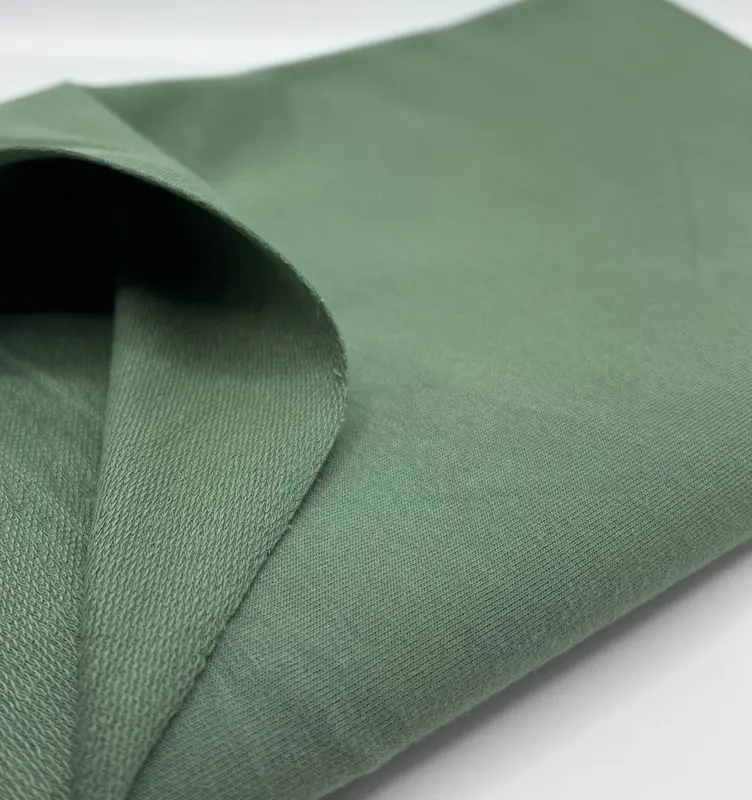 Green French Terry Loopback Cotton Jersey 230 GSM 95/5 Lycra 4 Way Stretch 1