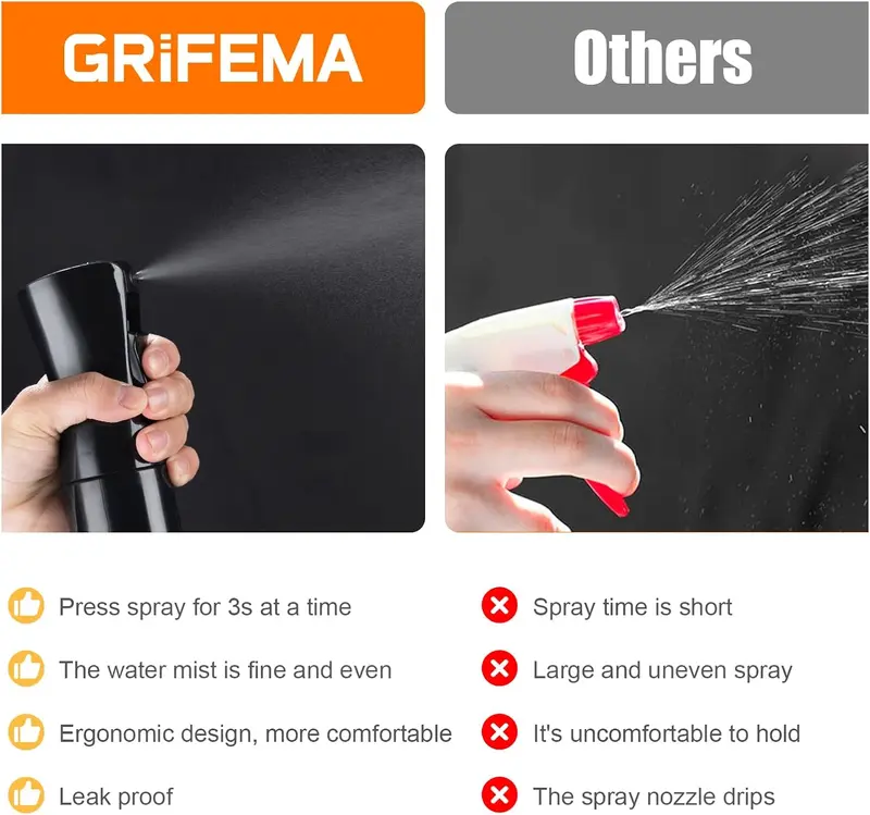 200ml Small Water Spray Bottles, 1 Pcs Continuous Mist Empty Hair Spray Bottles for Cleaning, Curly Hair, Plants, Black 3