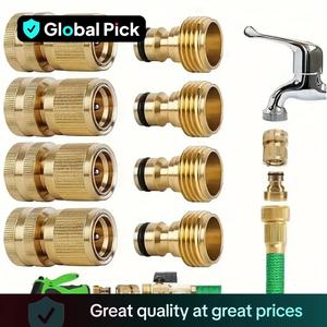 Brass Garden Hose Quick Connect Set, 4 Counts/set Garden Hose Connector Adapter, Garden Water Hose Connector Adapter for Outdoor Lawn and Gardening Use, Garden Watering, Garden Hose Adapters