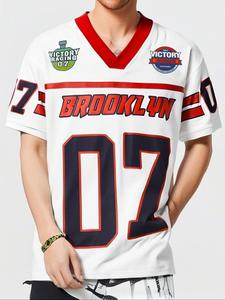 Men's Number Print Short Sleeve T-Shirt, Loose Casual Baseball Printed Tee, Summer Clothes for Daily Wear