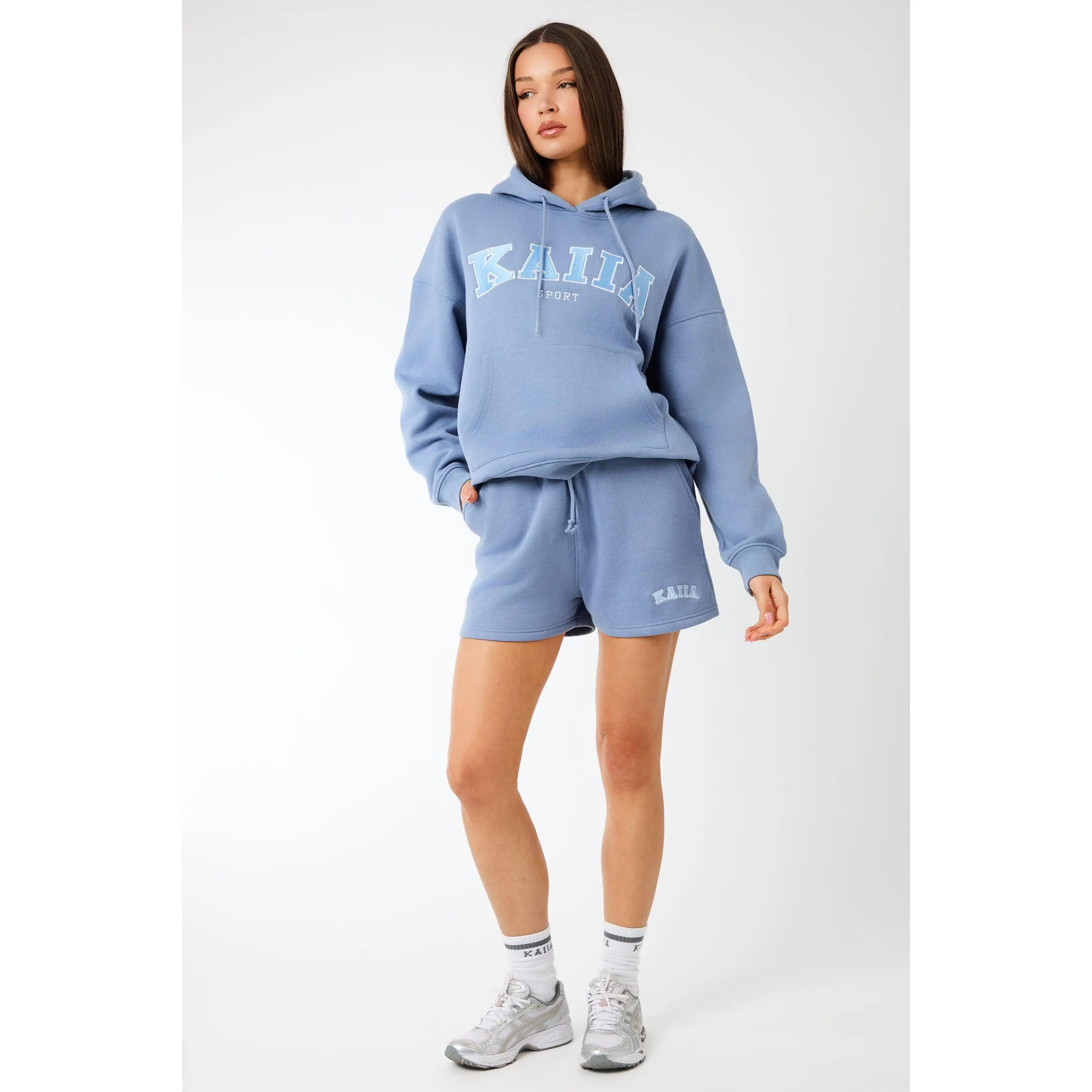 Kaiia Logo Sweat Shorts Vintage Blue