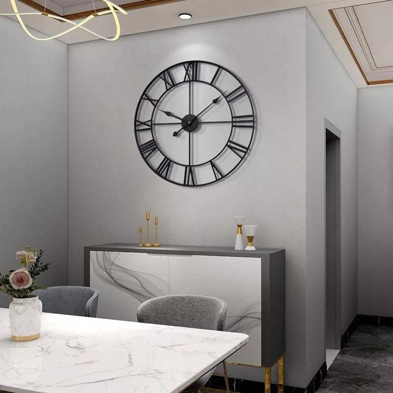 Extra Large Roman Numerals Skeleton Wall Clock Big Giant Open Face Round Home 7