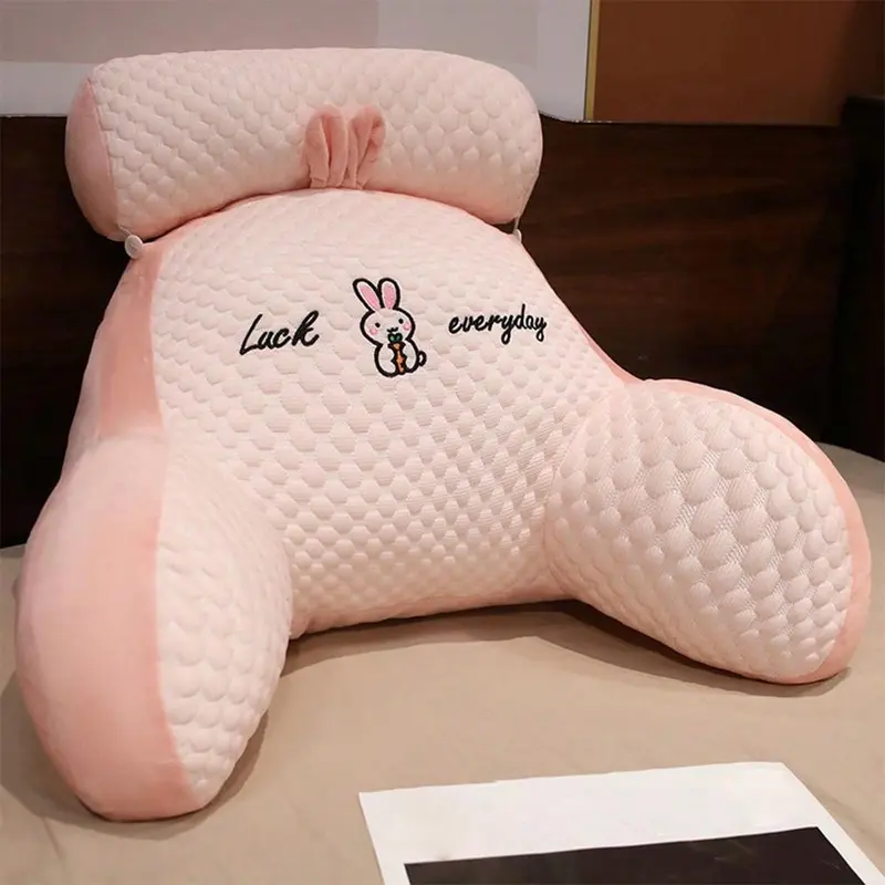 Bed Reading Lumbar Pillow Back Rest Lumbar Support Arm Seat Cushion Lounger-Pads，Pink 2