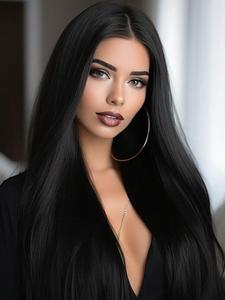 Long Straight Wigs for Women, Gorgeous Fluffy Wigs with Baby Hair, Human Hair Wigs for Party, Daily Use