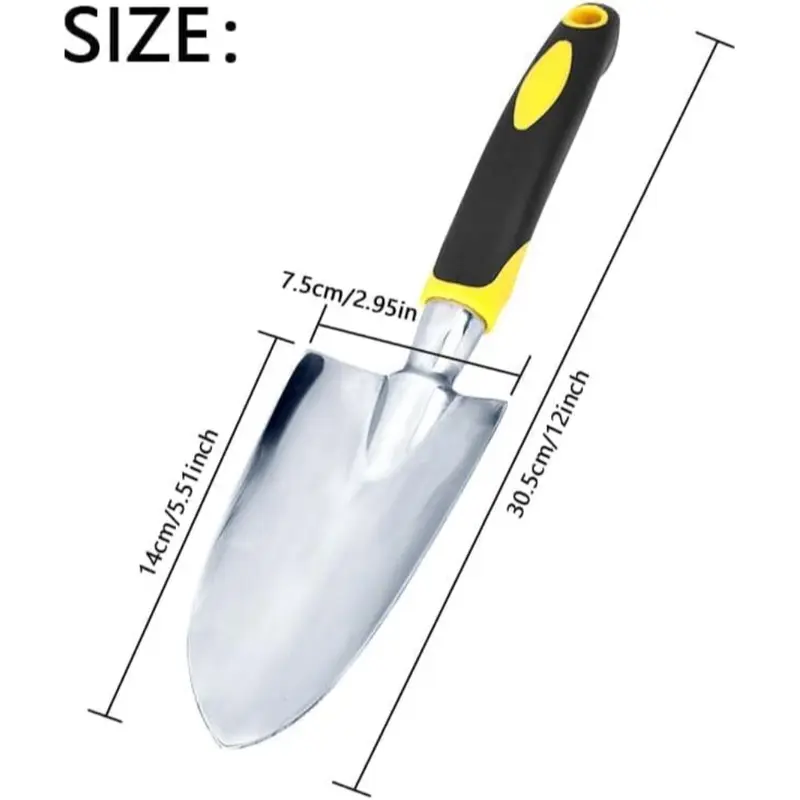 Trowel & Hand Wide Shovel Pointed with Soft Rubberized Non-Slip Ergonomic Handle for Planting, Transplanting, Weeding, Moving and Smoothing Soil - Gardening Gift (Yellow) 1