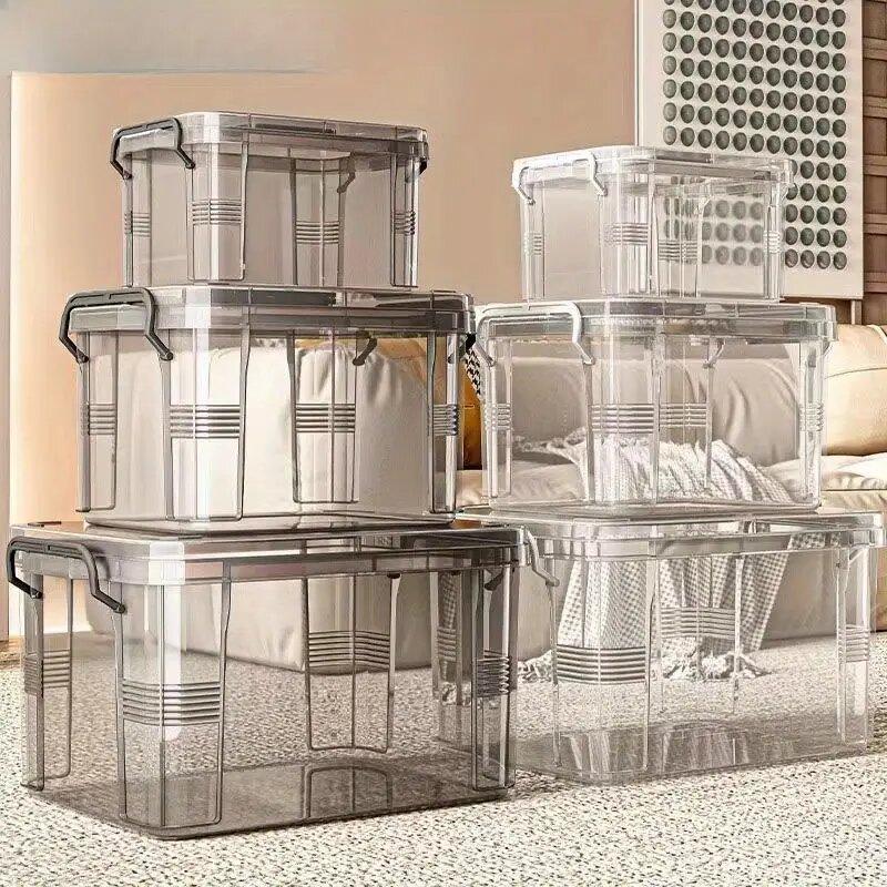 Product Introduction of Double-Layer Clear Waterproof  Box with Black Handle - Ideal Pill Organizer for Home, Bedroom desk , and Emergency Supplies   Plastic, Transparent, Compartment, Container, Household, lightweight, Multicolour storage bags 23