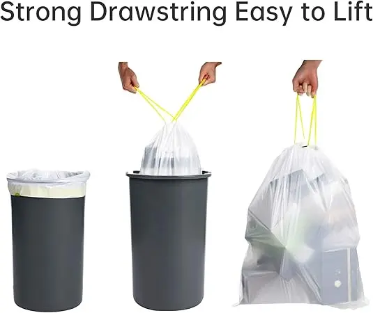 50L Heavy Duty Bin Bags with Drawstring Handles, Unscented Strong Rubbish Liners – Fits 35-45L Swing & Pedal Bins, Leak-Proof & Tear-Resistant – 1 Roll (20 Bags), 61x70cm, No Perforation 4