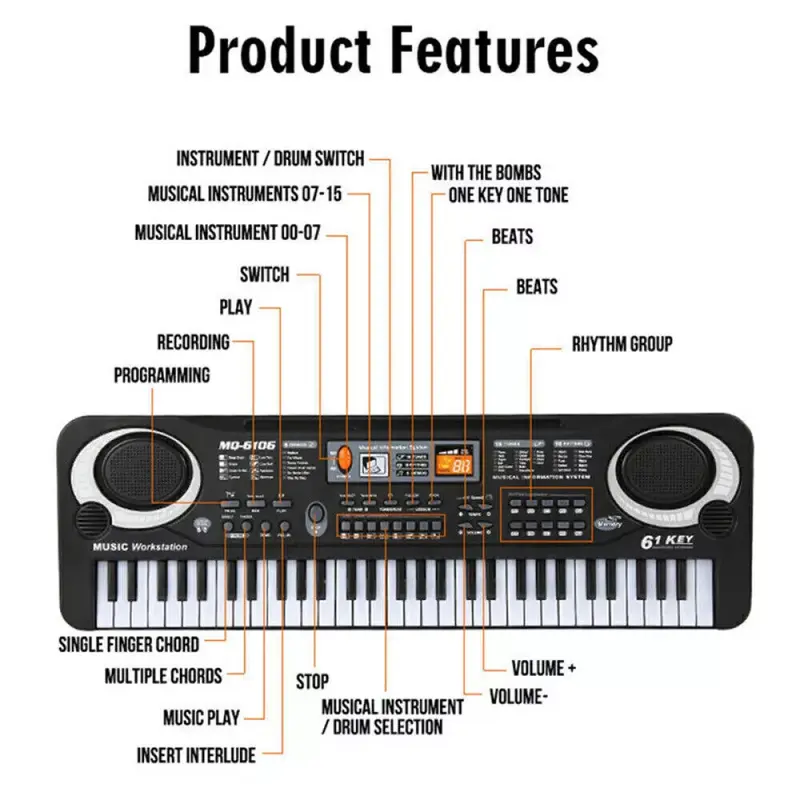61 Key Electric Digital Piano Musical Beginner Electronic Keyboard Instrument UK 5