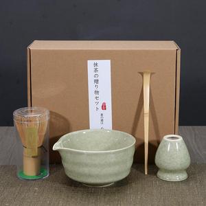 Pale Green Japanese Tea Set, 1 Set Including Matcha Bowl with Bamboo Scoop & Matcha Whisk & Whisk Holder, Tea Making Tool for Home Office, Kitchen Utensils, Matcha Bowl Spout, Kitchenware, Traditional