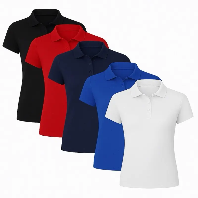 Women’s Polo Shirt Bundle (6 Pack) | Everyday Fit | S–2XL | Fast Dispatch Womenswear Comfort Casual Shortsleeve Basic Collar Collared Top Breathable Fabric Comfortable Love School Minimalist