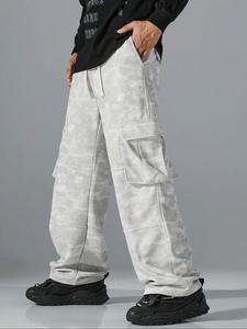 Men's Flap Pocket Cargo Pants, Loose Casual Street Fashion Trousers for Daily Wear, Men's Bottoms for All Seasons