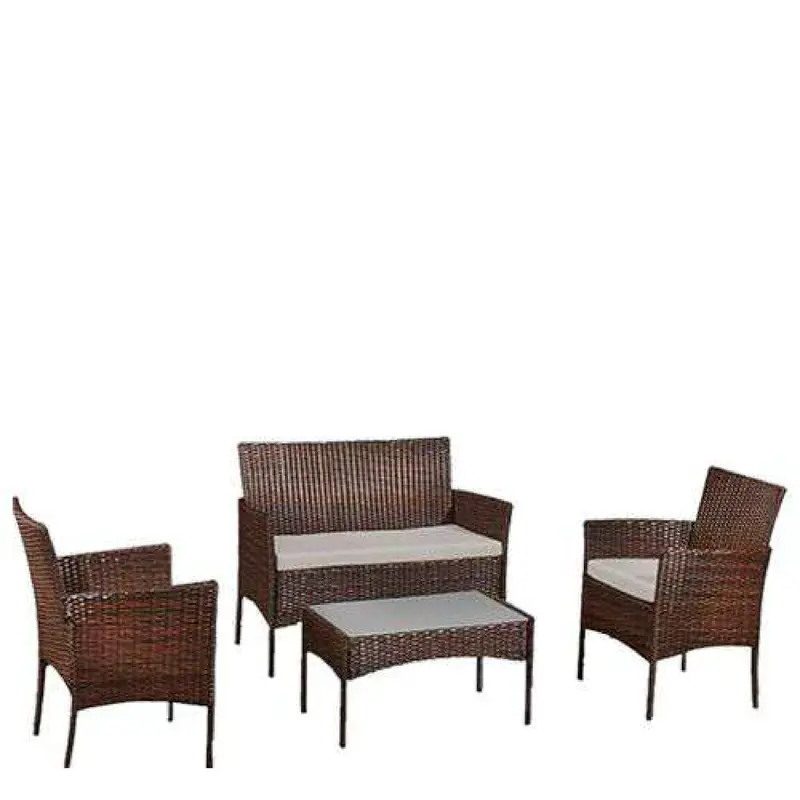 Stylish 4PC Rattan Garden Furniture Set – Includes Table, Sofa & 2 Chairs Perfect for Indoor/Outdoor Use: Patio, Balcony, Backyard, Poolside & Conservatory ️ Durable, Comfortable & Easy to Set Up – Great for Any Space! (Brown) 3