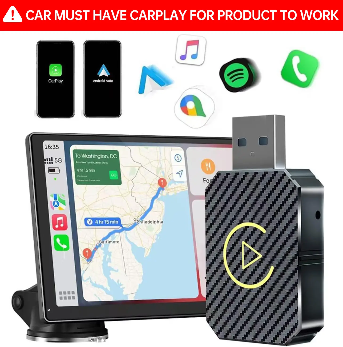 【UK SELLER Delivered within 72H】2 in 1 Wireless CarPlay Adapter & Android Auto Wireless Adapter - Convert Factory Wired to Wireless CarPlay Dongle Cars - Stable Fast Connection- Plug& Play - Auto Connect & Online Update