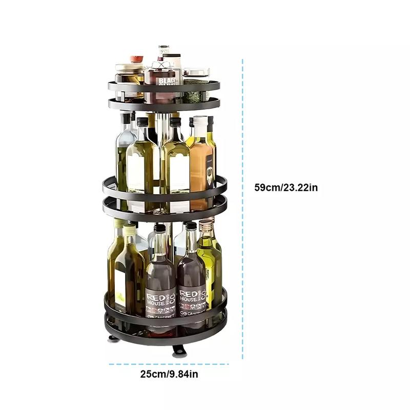 Metal 3 Tier 360° Rotating Spice Rack Organizer for Kitchen Jars - Canister 1