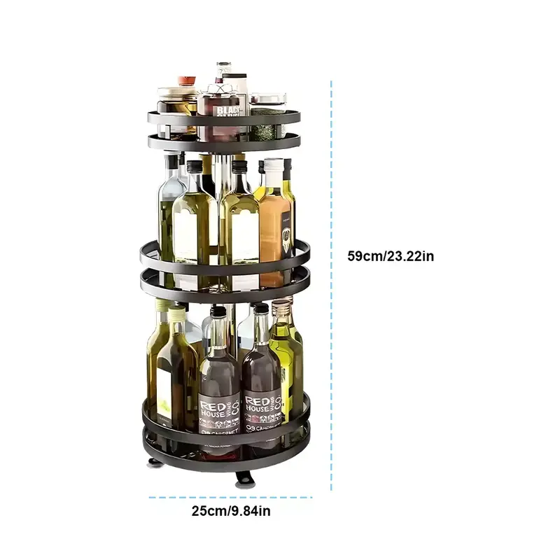 Metal 3 Tier 360° Rotating Spice Rack Organizer for Kitchen Jars - Canister 1