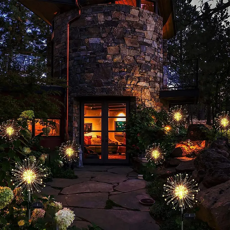 2PCS 120LED Solar Powered Firework Lamp Outdoor Stake Garden Decoration Lights 4