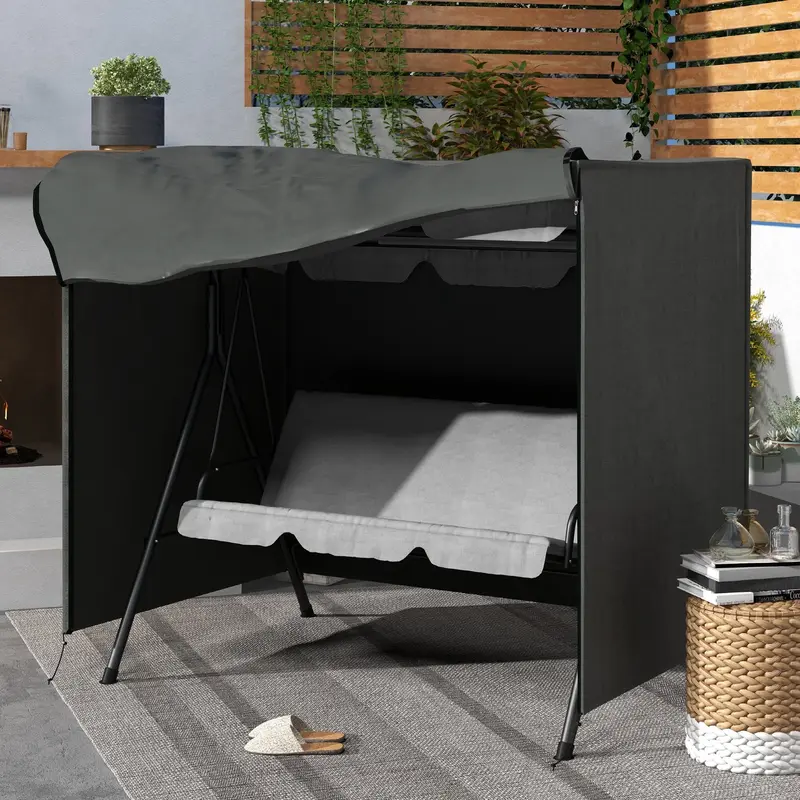 Outsunny Patio Swing Chair Cover 600D Oxford, Waterproof Anti-UV Outdoor Furniture Rain Protector, Dark Grey, 177L x 114W x 152H cm 1