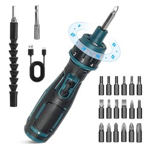 2 In 1 Model 6 Torque Manual & Electric Screwdriver 7N.M, 3.6V Cordless Screwdriver Set with TYPE-C Charging Cable, Electric Cordless Screwdriver, Power Tool Kit, Hardware, Heavy Duty USB Rechargeable Screwdriver