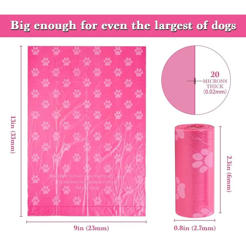 Dog Poo Bags 240 Pink Large Poop Bags with Dispenser,Super Strong 100% Leak Proof Poo Bags Dogs Rolls with Corn Starch Compostable 3