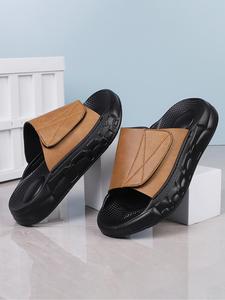 Men's Adjustable Velcro Design Slides, Casual Comfortable Breathable Sports Sandals, Fashionable Slides for Indoor & Outdoor Wear, Boy