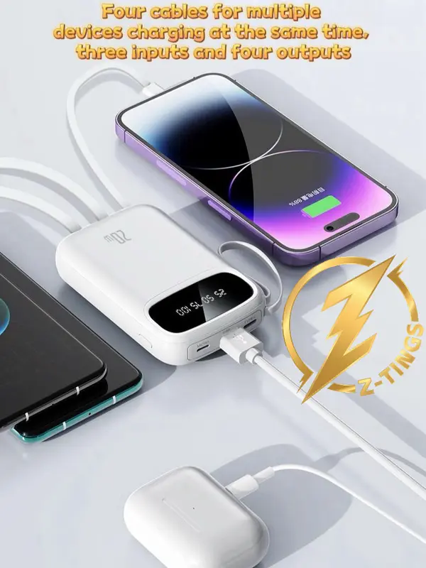 Z-TINGS Power Bank 20000mAH Mini Portable Charger with FastCharging and Battery Level display,External Battery Accessories,Compatible for Phones, iPad, Headphones,Multiple Devices Charging,Charing Mobile,Charger,Portable Charger,Gift Ideas smallest 5