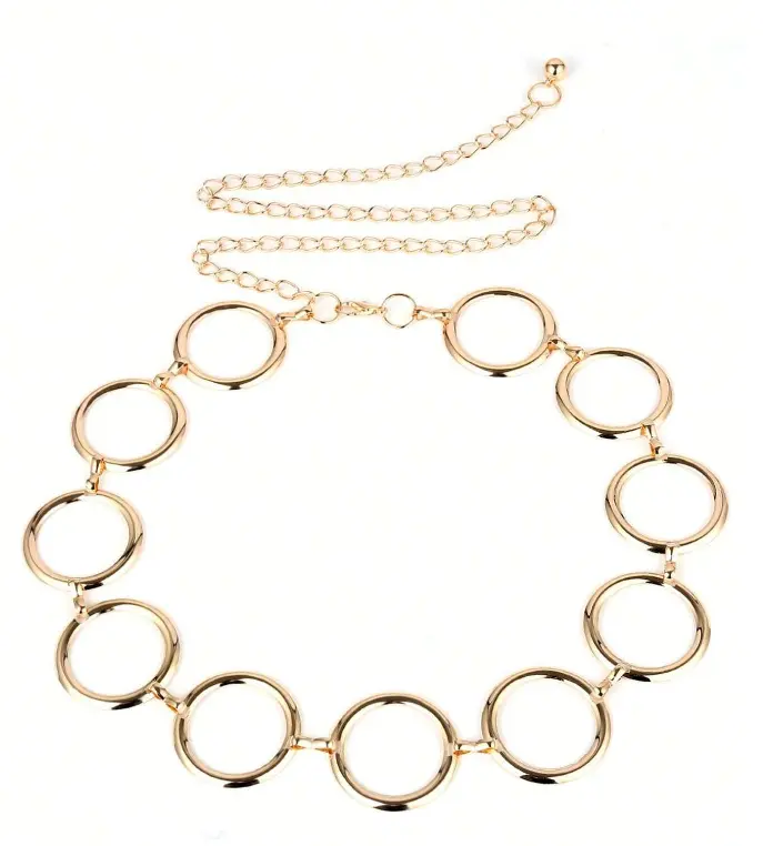 Women's Geometric Circle Body Chain, Simple Punk Metal Waist Chain 2