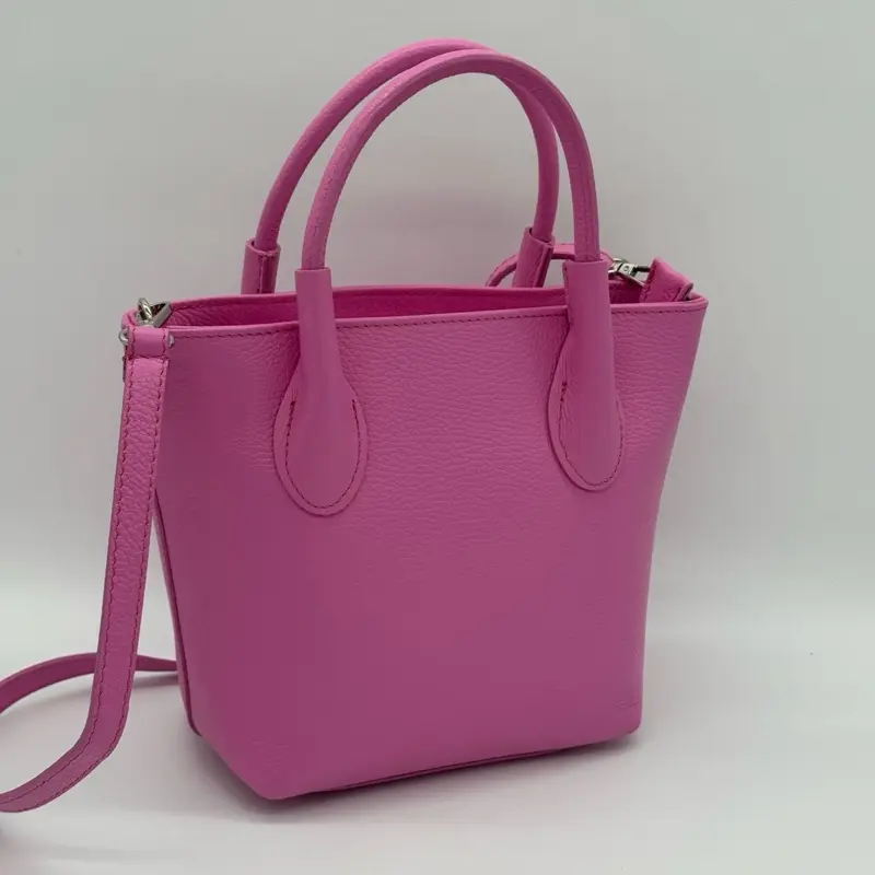 Leather Bucket Grab Style Shoulder Bag Twin Carry Handles