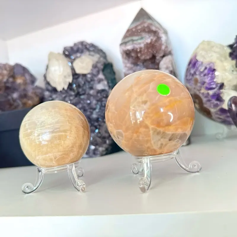 Peach Moonstone Sphere (left sphere)