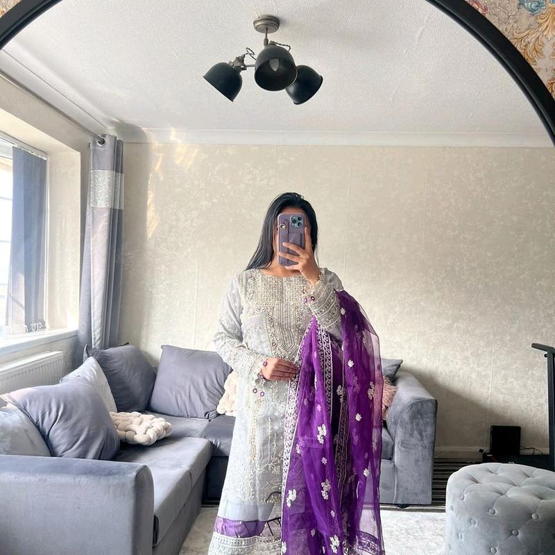 organza party outfit Womenswear with organza duppatta  Formal Dress Long Sleeve 2