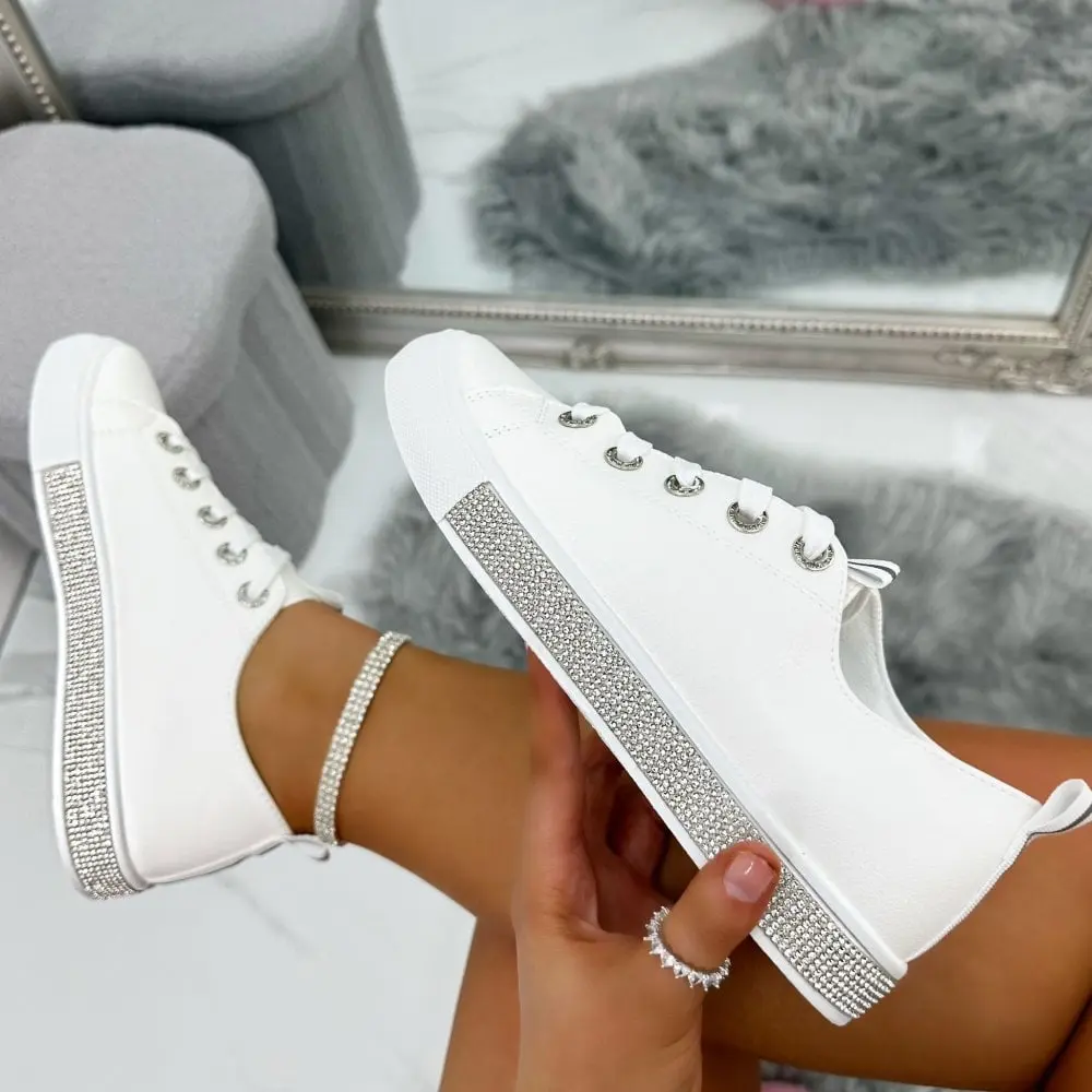 Lemonade Crystal Deluxe Trim Trainers Silver