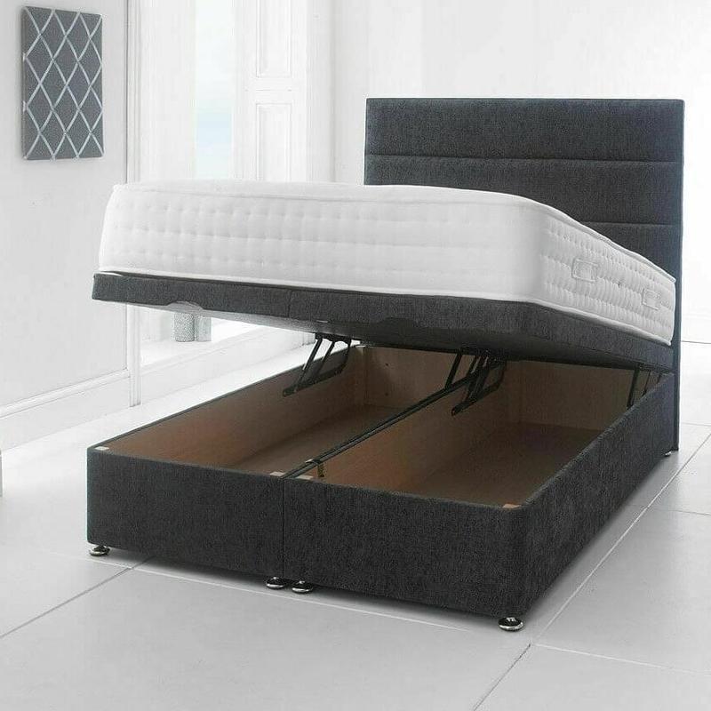 Plush Velvet Mayfair Wingback Divan Ottoman bed with 54 inch Headboard 4