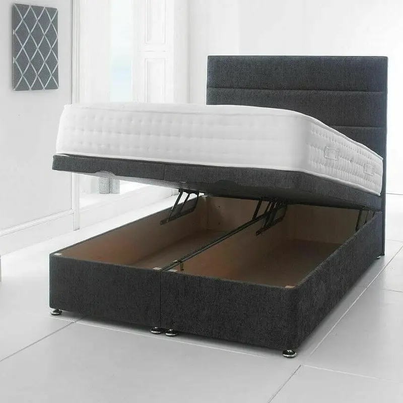 Plush Velvet Mayfair Wingback Divan Ottoman bed with 54 inch Headboard 4