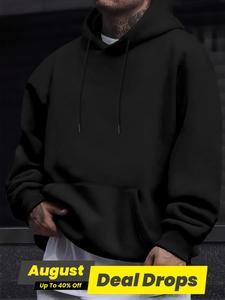 Men's Solid Pocket Drawstring Hoodie, Regular Fit Soft Fabric Casual Long Sleeve Hooded Sweatshirt for Fall & Winter, Men's Loose Clothes for Daily Wear, Workwear for Men, Menswear, Longsleeves, Baggy