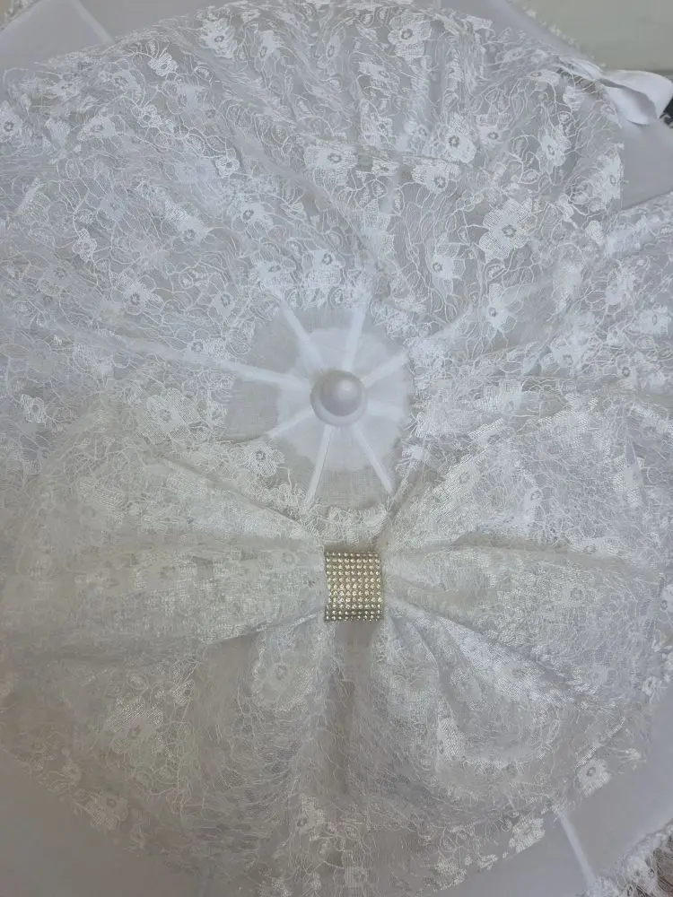 Product Introduction of Pram/Pushchair Parasol Universal  White lace Frills and Bows 7