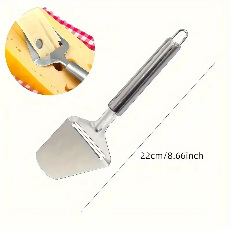 ORACEGRA     Stainless Steel Cheese Slicer (1pc) - Multifunctional with 4 Blades, Perfect for Cutting, Slicing, and Grating Cheese. A Great Addition to Cheese Tools for Baking and Cooking. 3