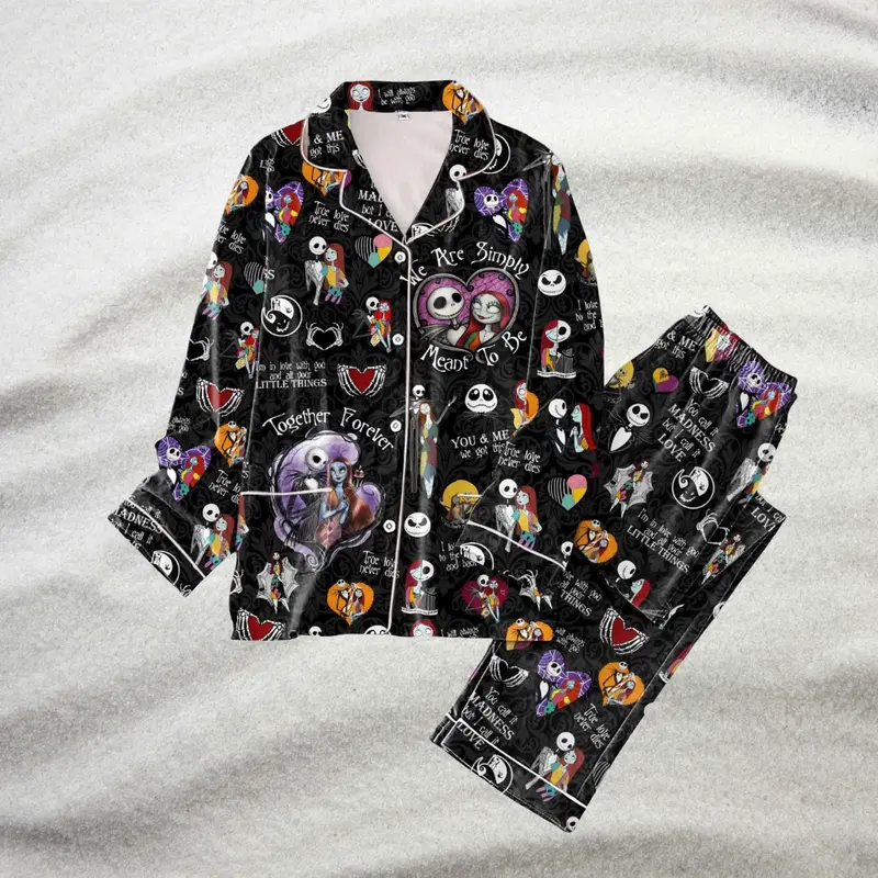 Jack And Sally Pyjamas, Nightmare Before Pyjamas Set, Oogie Boogie Bash Shirt, Spooky Season Holiday Pjs, Movie Gift 2