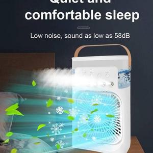 4-in-1 Portable Air Cooler Fan with Humidifier, Water Mist & LED Light | Mini Personal AC for Home, Office & Travel – USB Powered & Adjustable Speed