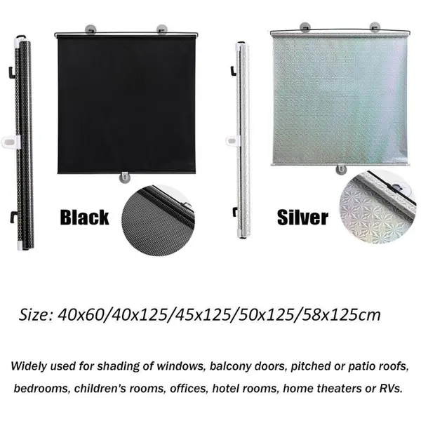 Universal Suction Cup Roller Blinds - Heat Blocker for Car & Home Windows 4