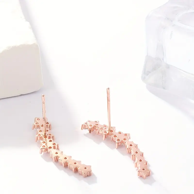 High End Niche Daring Star Earrings, Cute and Sweet Style, Sparkling Ear Crawlers Inlaid with Rhinestones, Elegant Women's Jewelry, Creative Gifts for Women 7